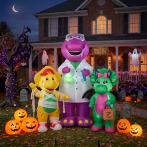 Barney & Friends Characters Inflatable Trio Yard 10' Foot Wide Decoration Party Prop Sign with Halloween Pumpkins