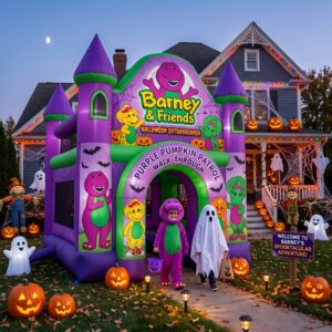 Barney & Friends Theme Giant Yard Inflatable Walk-Through Haunted House Castle 10' Foot Tall Decoration Party Prop Halloween