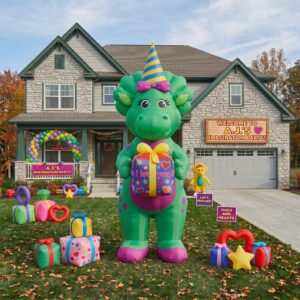 Barney Baby Bop with Birthday Present 10' Foot Tall Massive Caracter Inflatable LED Blow Up Decoration Party Prop Birthday