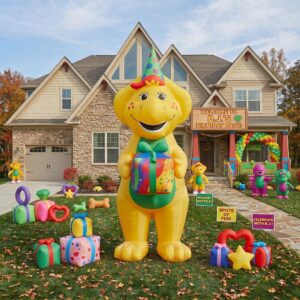 Barney BJ with Birthday Present 10' Foot Tall Massive Caracter Inflatable LED Blow Up Decoration Party Prop Birthday
