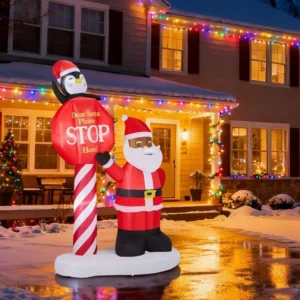 Black Santa Claus with Sign Inflatable Yard 8.2' Foot Decoration Party Prop Sign Christmas