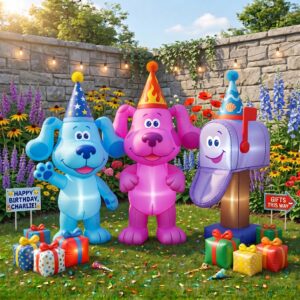 Blue's Clues Characters Inflatable Trio Yard 10' Foot Wide Decoration Party Prop Sign with Birthday Presents