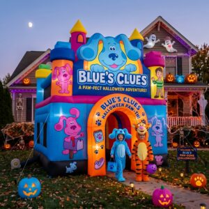 Blue's Clues Theme Giant Yard Inflatable Walk-Through Haunted House Castle 10' Foot Tall Decoration Party Prop Halloween