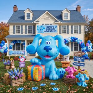 Blue's Clues with Birthday Present 10' Foot Tall Massive Caracter Inflatable LED Blow Up Decoration Party Prop Birthday