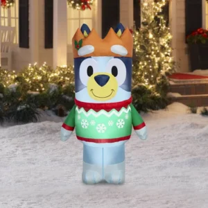 Bluey with Ugly Sweater and crown Inflatable Yard 5' Foot Decoration Party Prop Sign Christmas