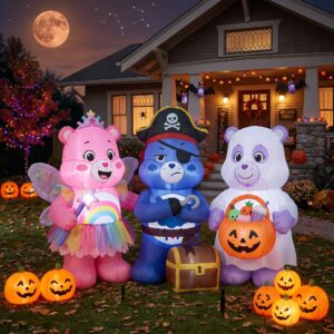 Care Bears Characters Inflatable Trio Yard 10' Foot Wide Decoration Party Prop Sign with Halloween Pumpkins