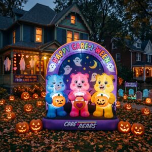 Care Bears Characters Giant Yard Inflatable Scene 8' Foot Tall by 10' Foot Wide Decoration Party Prop Sign Halloween
