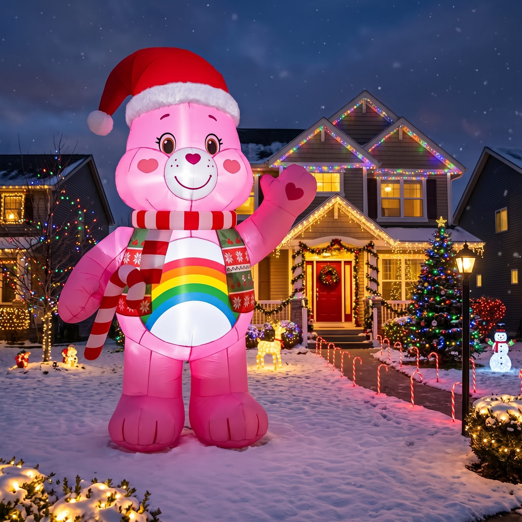 Care Bears Cheer Bear 10' Foot Tall Massive Caracter Inflatable LED Blow Up Decoration Party Prop Christmas