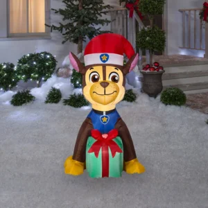 Paw Patrol Chase with present Inflatable Yard 4' Foot Decoration Party Prop Sign Christmas