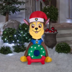 Paw Patrol Chase with Wreath & Bone Inflatable Yard 3' Foot Decoration Party Prop Sign Christmas