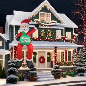 Santa Claus Sitting Climbing Inflatable Yard 6' Foot Decoration Party Prop Sign Christmas