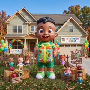 Cocomelon Cody with Birthday Present 10' Foot Tall Massive Caracter Inflatable LED Blow Up Decoration Party Prop Birthday