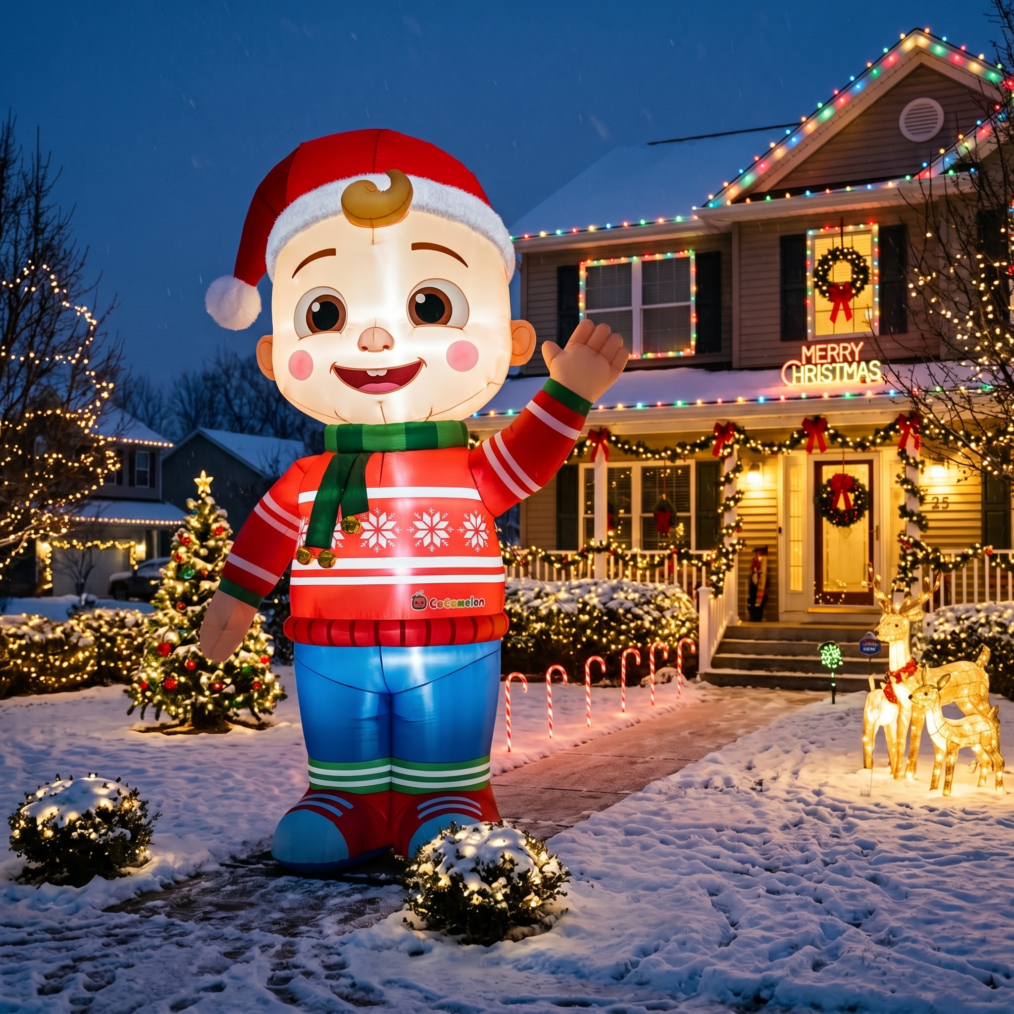 Cocomelon JJ 10' Foot Tall Massive Caracter Inflatable LED Blow Up Decoration Party Prop Christmas