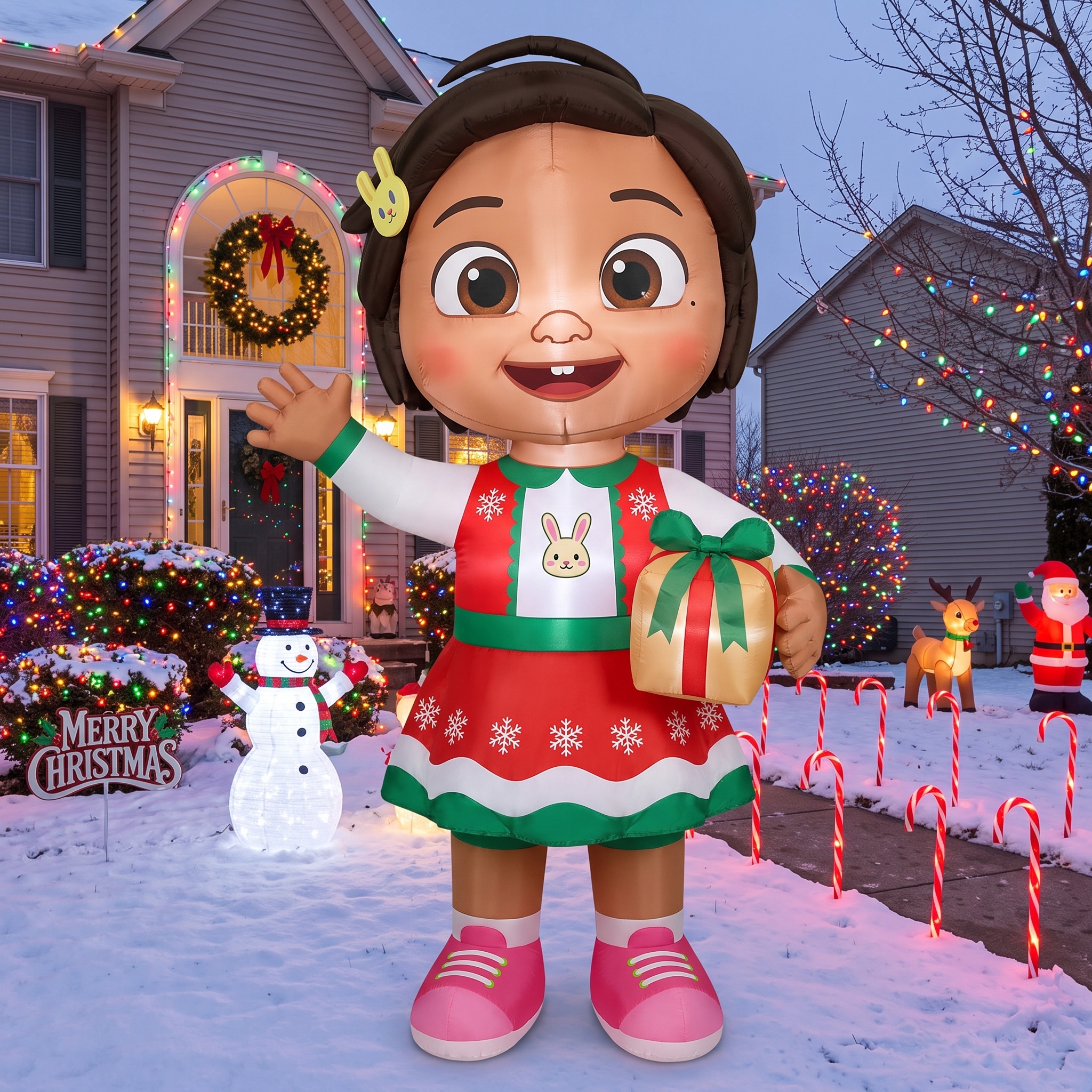 Cocomelon Nina 10' Foot Tall Massive Caracter Inflatable LED Blow Up Decoration Party Prop Christmas