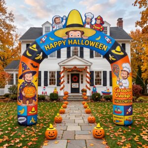 Curious George Theme Inflatable Arch Yard 9'x8' Foot Decoration Party Prop Sign Halloween
