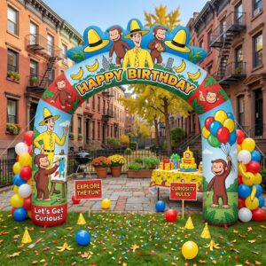 Curious George Theme Inflatable Arch Yard 9'x8' Foot Decoration Party Prop Sign Birthday