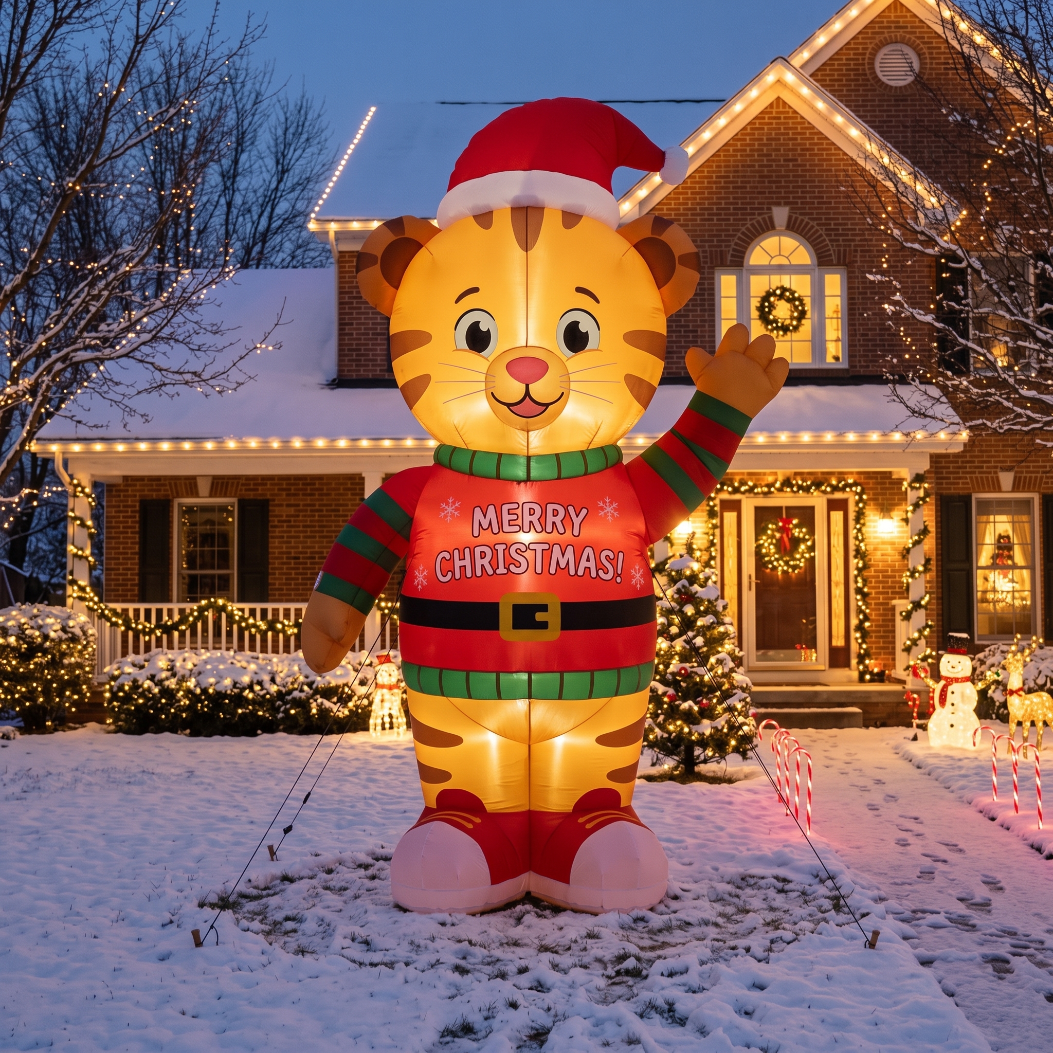 Daniel Tiger's Neighborhood Daniel 10' Foot Tall Massive Caracter Inflatable LED Blow Up Decoration Party Prop Christmas