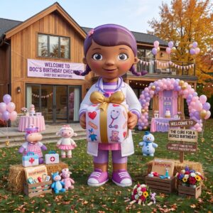 Doc McStuffins with Birthday Present 10' Foot Tall Massive Caracter Inflatable LED Blow Up Decoration Party Prop Birthday