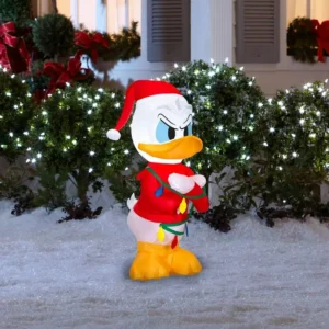 Donald Duck with Christmas Lights Inflatable Yard 2.5' Foot Decoration Party Prop Sign Christmas