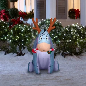Winnie the Pooh Eeyore with Antler Candy Cane Inflatable Yard 4' Foot Decoration Party Prop Sign Christmas