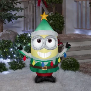 Minions Dave as Elf with Lights Inflatable Yard 3.5' Foot Decoration Party Prop Sign Christmas