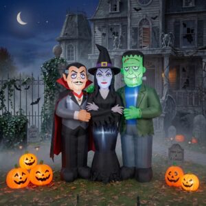 The Addams Family Characters Inflatable Trio Yard 10' Foot Wide Decoration Party Prop Sign with Halloween Pumpkins