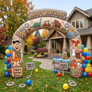 Flintstones Theme Inflatable Arch Yard 9'x8' Foot Decoration Party Prop Sign Birthday