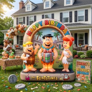 Flintstones Characters Giant Yard Inflatable Scene 8' Foot Tall by 10' Foot Wide Decoration Party Prop Sign Birthday