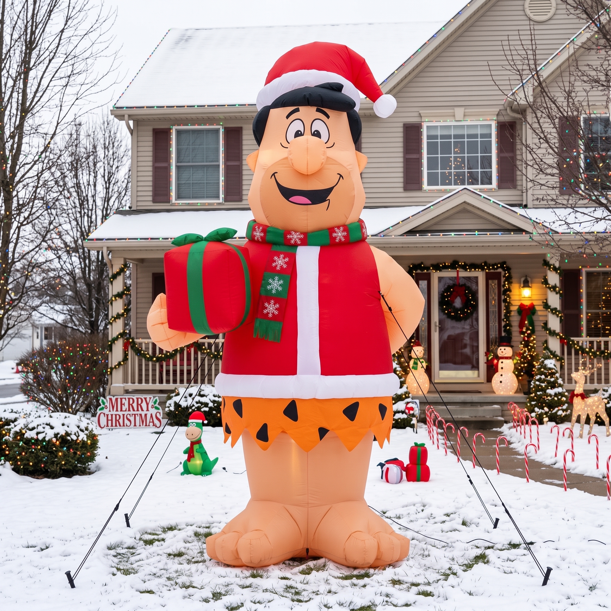 The Flintstones Fred 10' Foot Tall Massive Caracter Inflatable LED Blow Up Decoration Party Prop Christmas