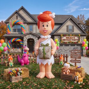 Flintstones Wilma with Birthday Present 10' Foot Tall Massive Caracter Inflatable LED Blow Up Decoration Party Prop Birthday