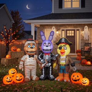 FNAF Five Nights at Freddy's Characters Inflatable Trio Yard 10' Foot Wide Decoration Party Prop Sign with Halloween Pumpkins