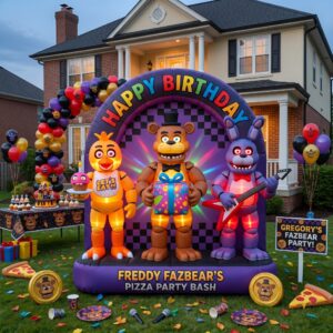 FNAF Five Nights at Freddy's Characters Giant Yard Inflatable Scene 8' Foot Tall by 10' Foot Wide Decoration Party Prop Sign Birthday