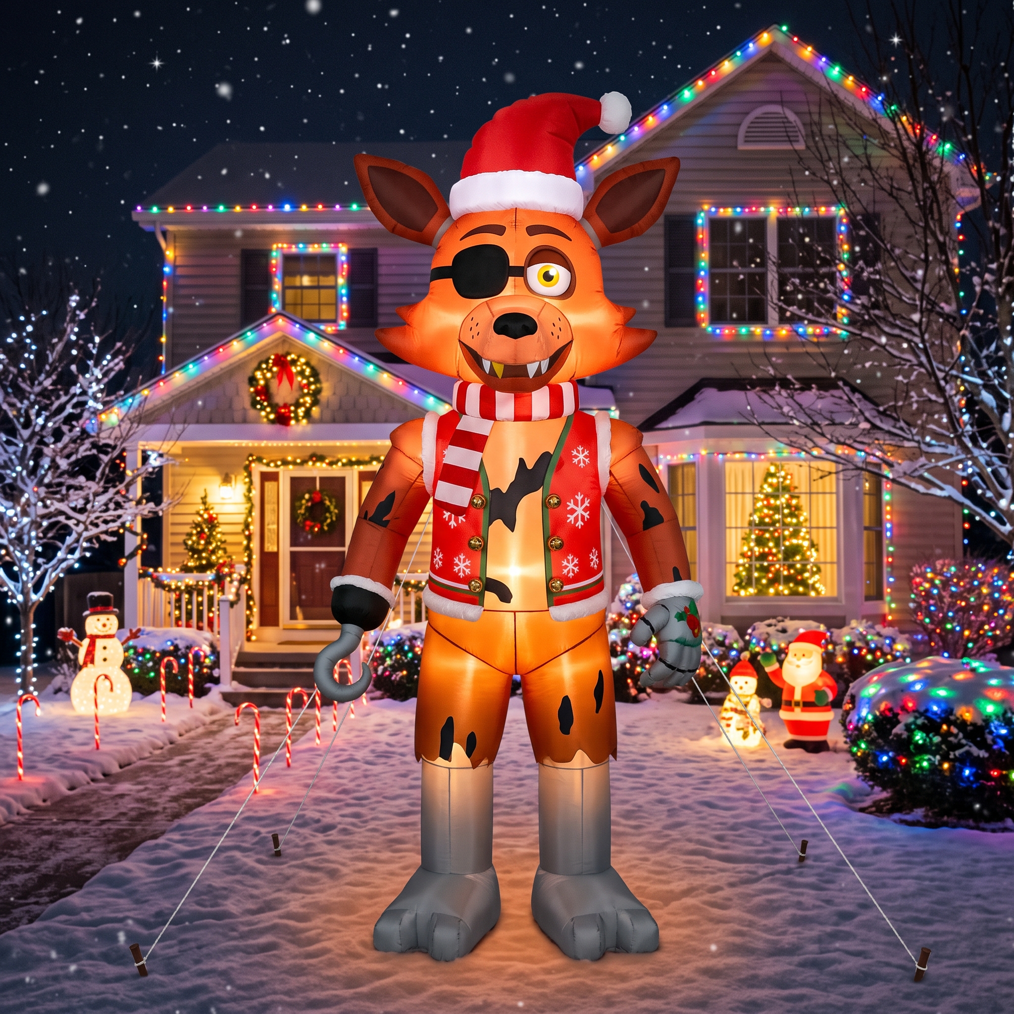 FNAF Five Nights at Freddy's Foxy 10' Foot Tall Massive Caracter Inflatable LED Blow Up Decoration Party Prop Christmas