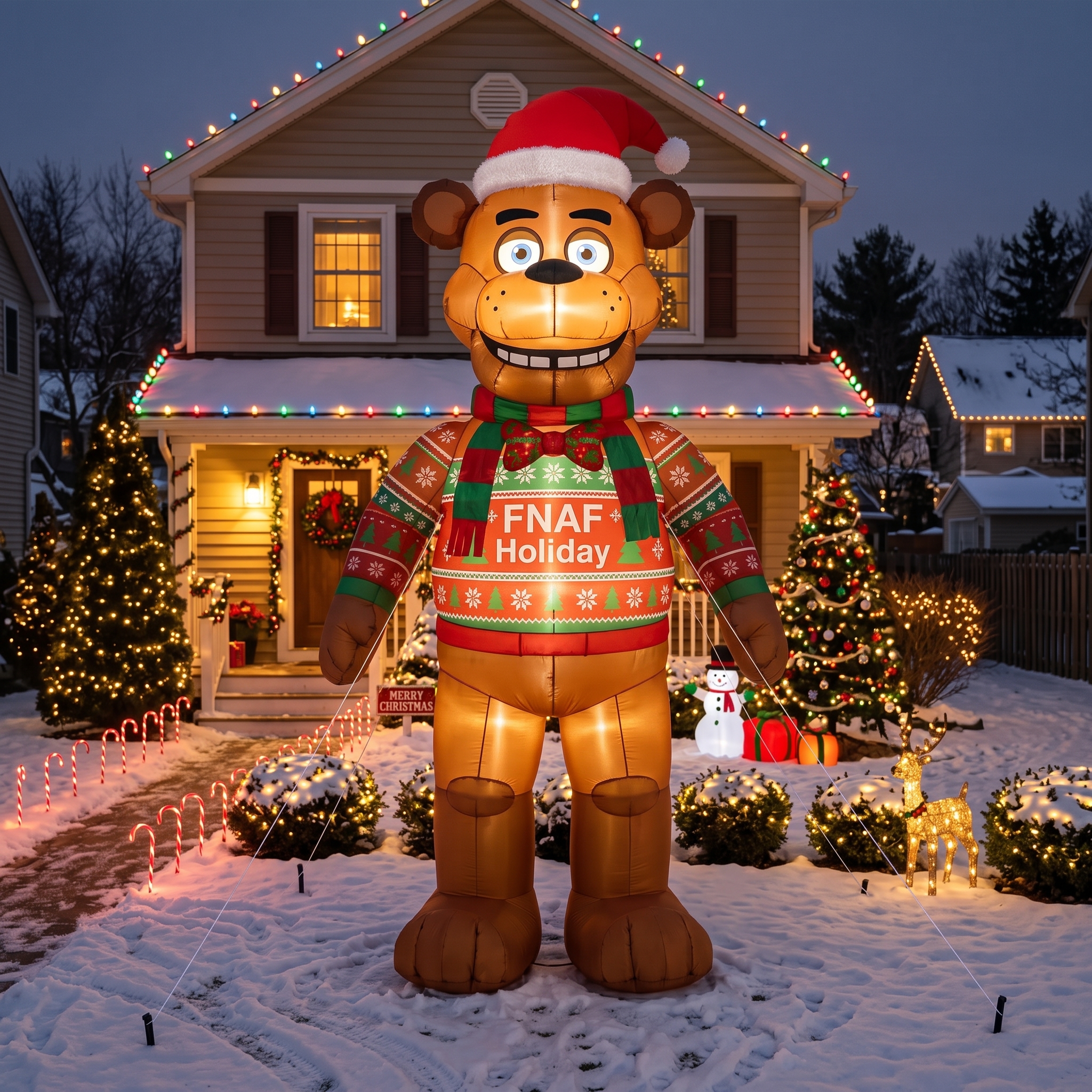 FNAF Five Nights at Freddy's Freddy 10' Foot Tall Massive Caracter Inflatable LED Blow Up Decoration Party Prop Christmas