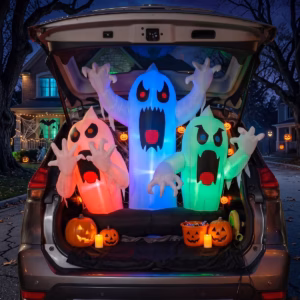 Truck or Treat Ghost trio Car decor Inflatable Yard 5' Foot Decoration Party Prop Sign Halloween