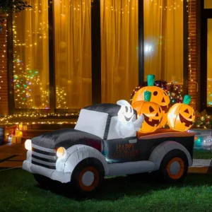Ghost Truck with Pumpkins Inflatable Yard 8' Foot Decoration Party Prop Sign Halloween