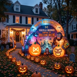 Godzilla x Kong Characters Giant Yard Inflatable Scene 8' Foot Tall by 10' Foot Wide Decoration Party Prop Sign Halloween