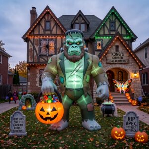 Godzilla Kong Frankenstein Costume 10' Foot Tall Massive Caracter Inflatable LED Blow Up Decoration Party Prop Halloween