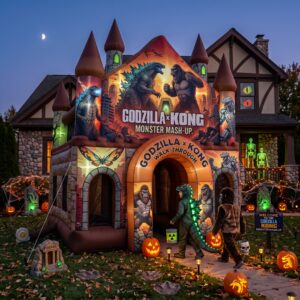 Godzilla x Kong Theme Giant Yard Inflatable Walk-Through Haunted House Castle 10' Foot Tall Decoration Party Prop Halloween