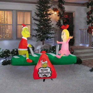 The Grinch Stole Christmas Cindy Lou Grinch Teeter Totter Inflatable Yard 5' Foot Decoration Party Prop Sign Christmas