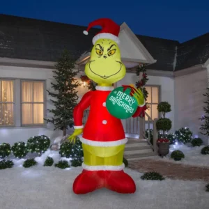Grinch Stole Christmas Grinch with Ornament Inflatable Yard 4' Foot Decoration Party Prop Sign Christmas