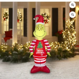 Grinch Stole Christmas Grinch in Pajamas Inflatable Yard 5.5' Foot Decoration Party Prop Sign Christmas