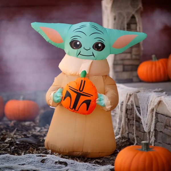 The Child Grogu with Mandalorian Pumpkin Inflatable Yard 3.5' Foot Decoration Party Prop Sign Halloween