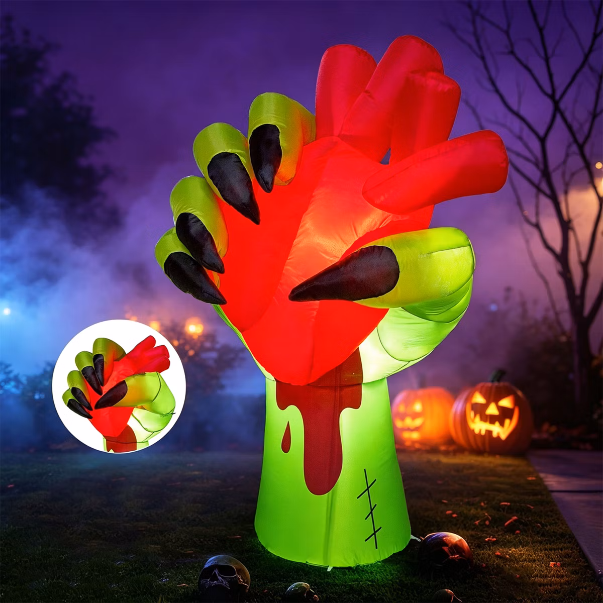 Zombie hand holding Heart Inflatable Yard 5' Foot Decoration Party Prop Sign Halloween