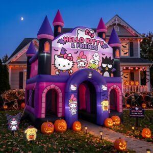 Hello Kitty Theme Giant Yard Inflatable Walk-Through Haunted House Castle 10' Foot Tall Decoration Party Prop Halloween