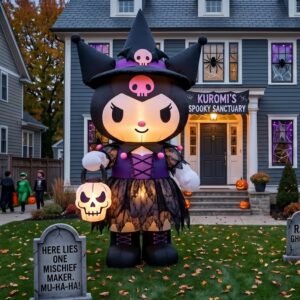 Hello Kitty Kuromi Witch Costume 10' Foot Tall Massive Caracter Inflatable LED Blow Up Decoration Party Prop Halloween