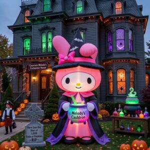 Hello Kitty My Melody Witch Costume 10' Foot Tall Massive Caracter Inflatable LED Blow Up Decoration Party Prop Halloween