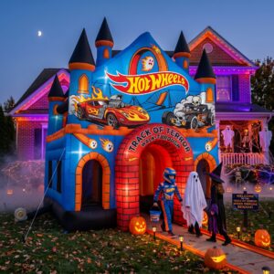 Hot Wheels Race Cars Theme Giant Yard Inflatable Walk-Through Haunted House Castle 10' Foot Tall Decoration Party Prop Halloween