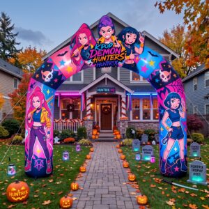 KPop Demon Hunters Theme Inflatable Arch Yard 9'x8' Foot Decoration Party Prop Sign Halloween