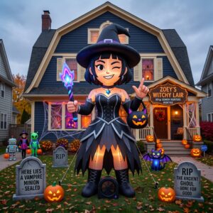 KPop Demon Hunters Zoey Halloween Costume 10' Foot Tall Massive Caracter Inflatable LED Blow Up Decoration Party Prop Halloween